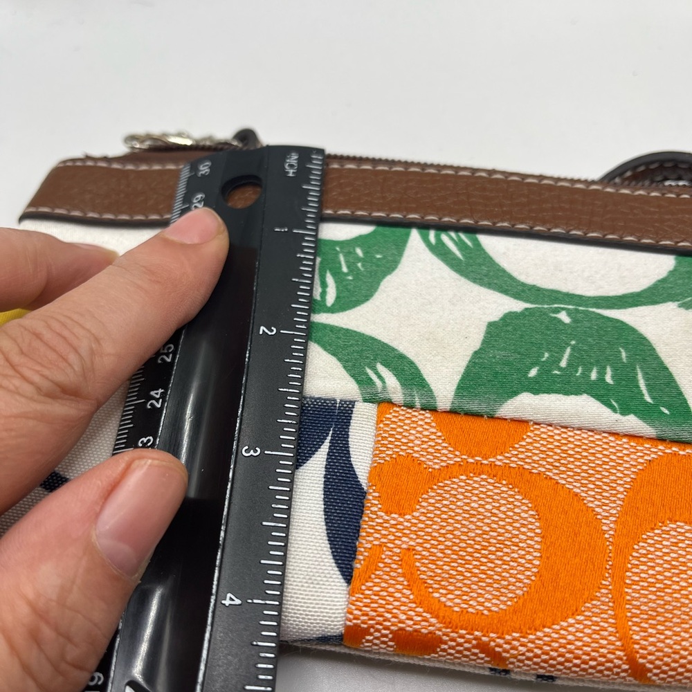COACH Multi Fabric Stripe Signature Floral Gingham Wristlet - Picture 8 of 8
